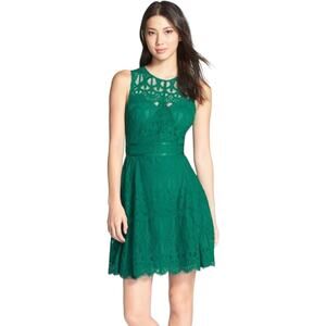 NWT Adelyn Rae, Sleeveless Lace Fit and Flare Green Dress Size Small